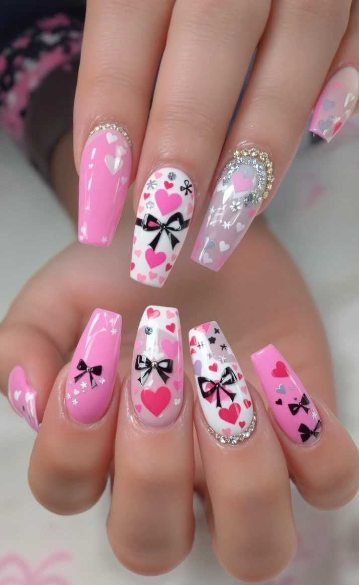 Sweetheart Charm – Playful Bows and Heart-Scattered Delight
