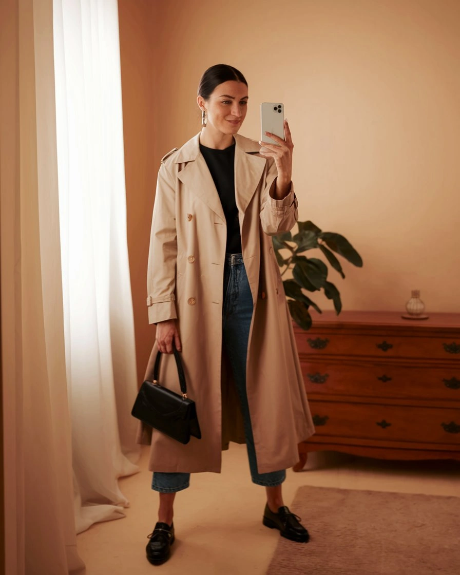 Timeless Elegance Meets Practical Comfort Transitional Season Trench Styling