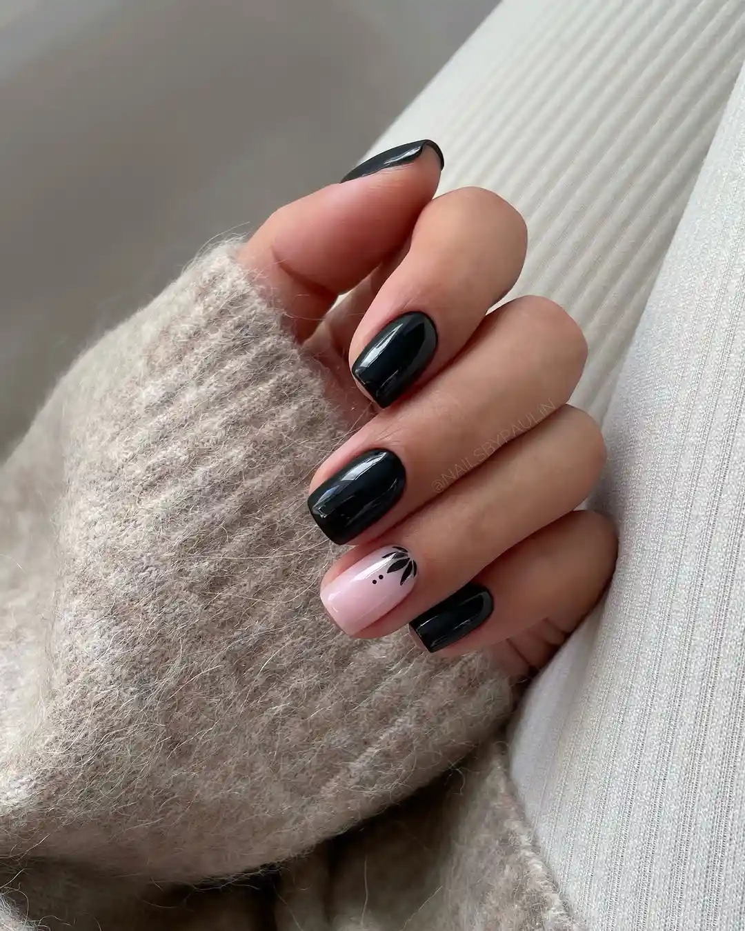Understated Elegance Black and White Minimalist Nail Art