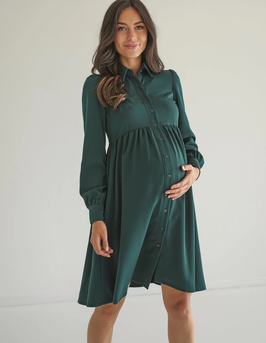 Versatile Verdant Button-Front Maternity Essentials for Year-Round Polish
