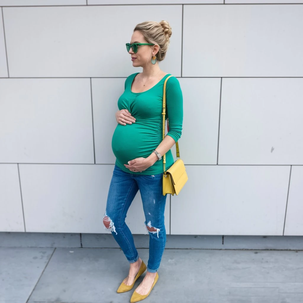 Vibrant Coordination Color-Pop Maternity Style for Modern Weekends