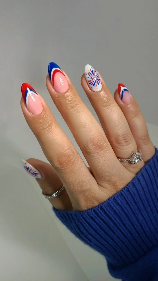 Vibrant Waves Fourth of July Nail Art with a Modern Twist