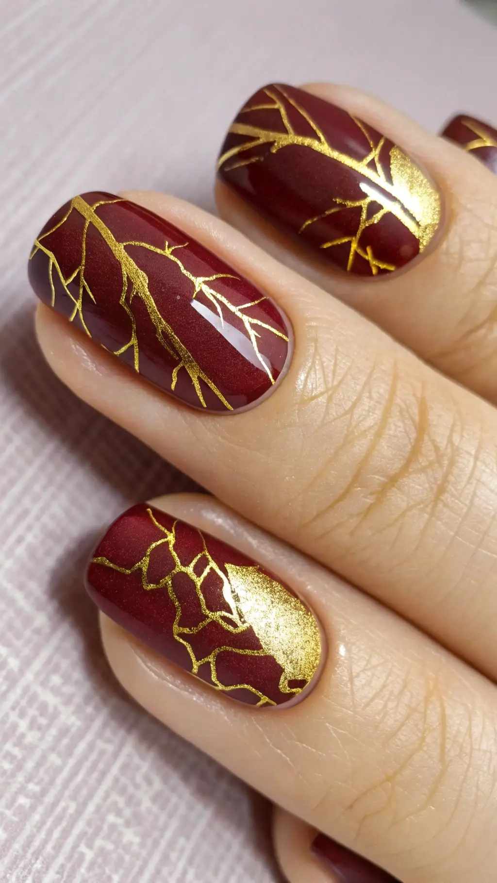 Delicate Gold Leaf Veining