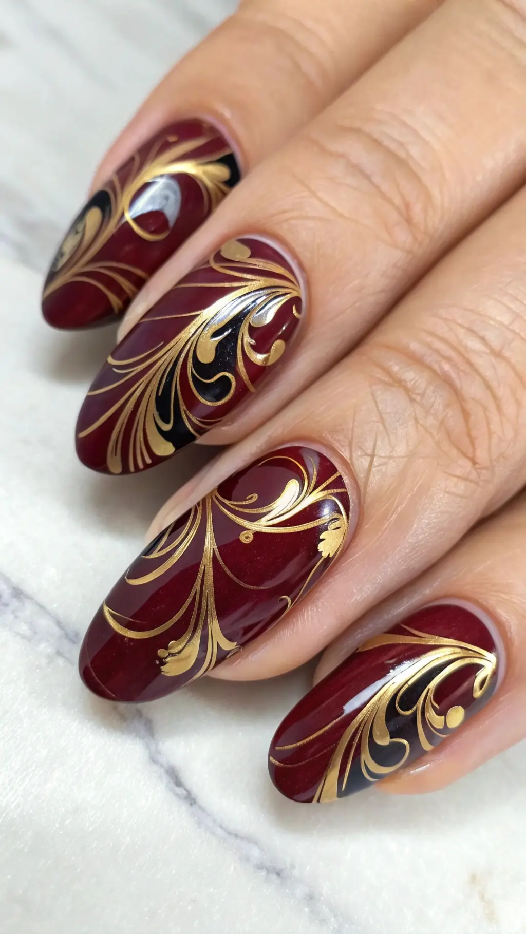 Maroon Marble Swirls