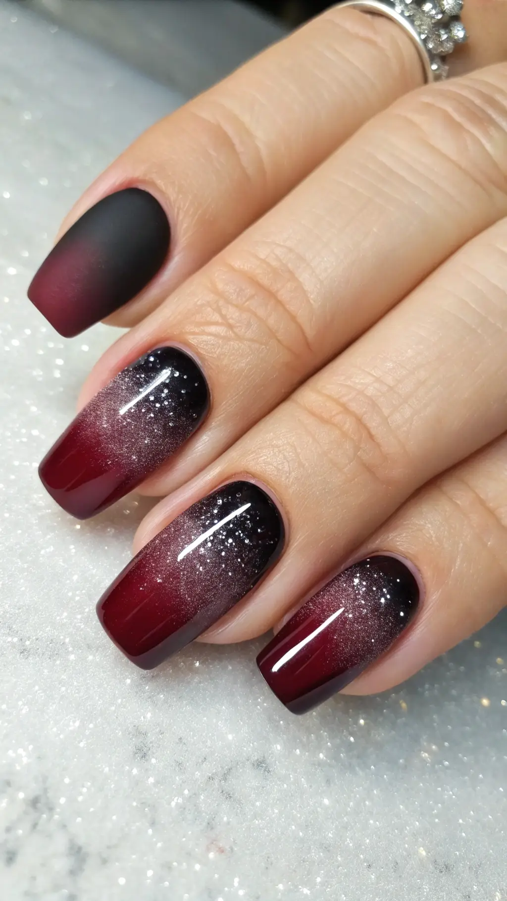 Maroon to Black Ombre