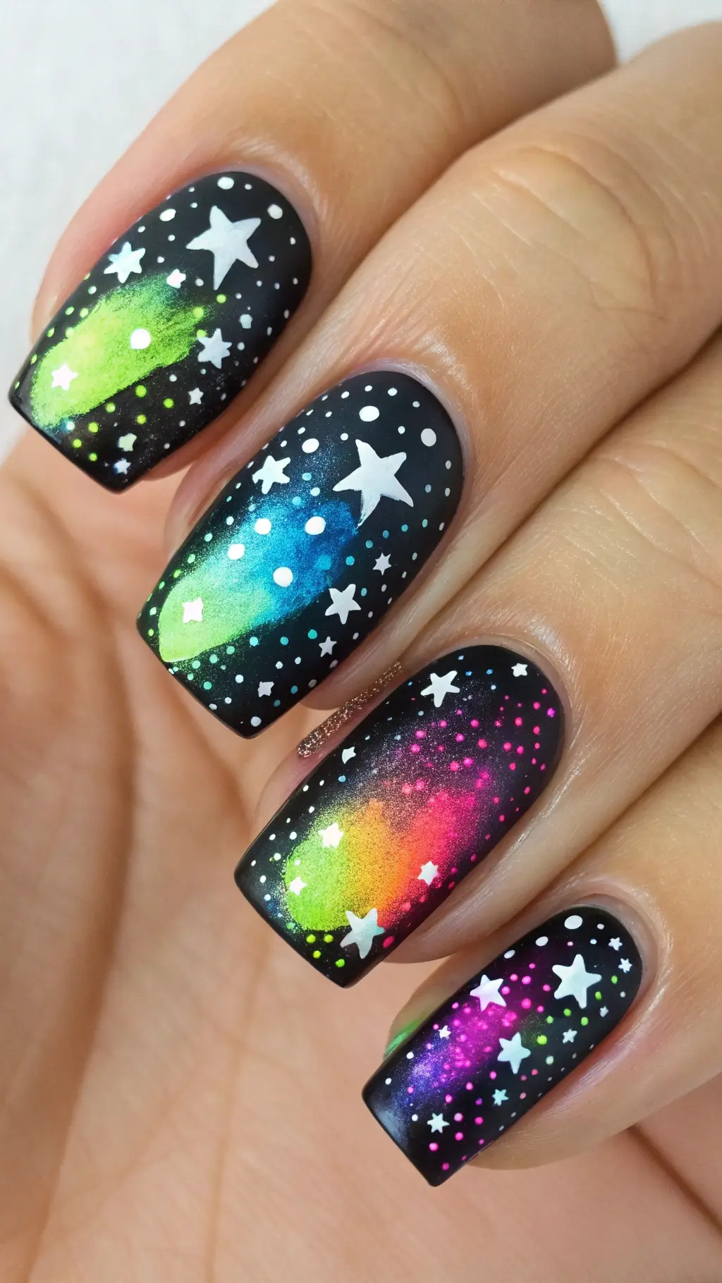 Neon Galaxy Nails