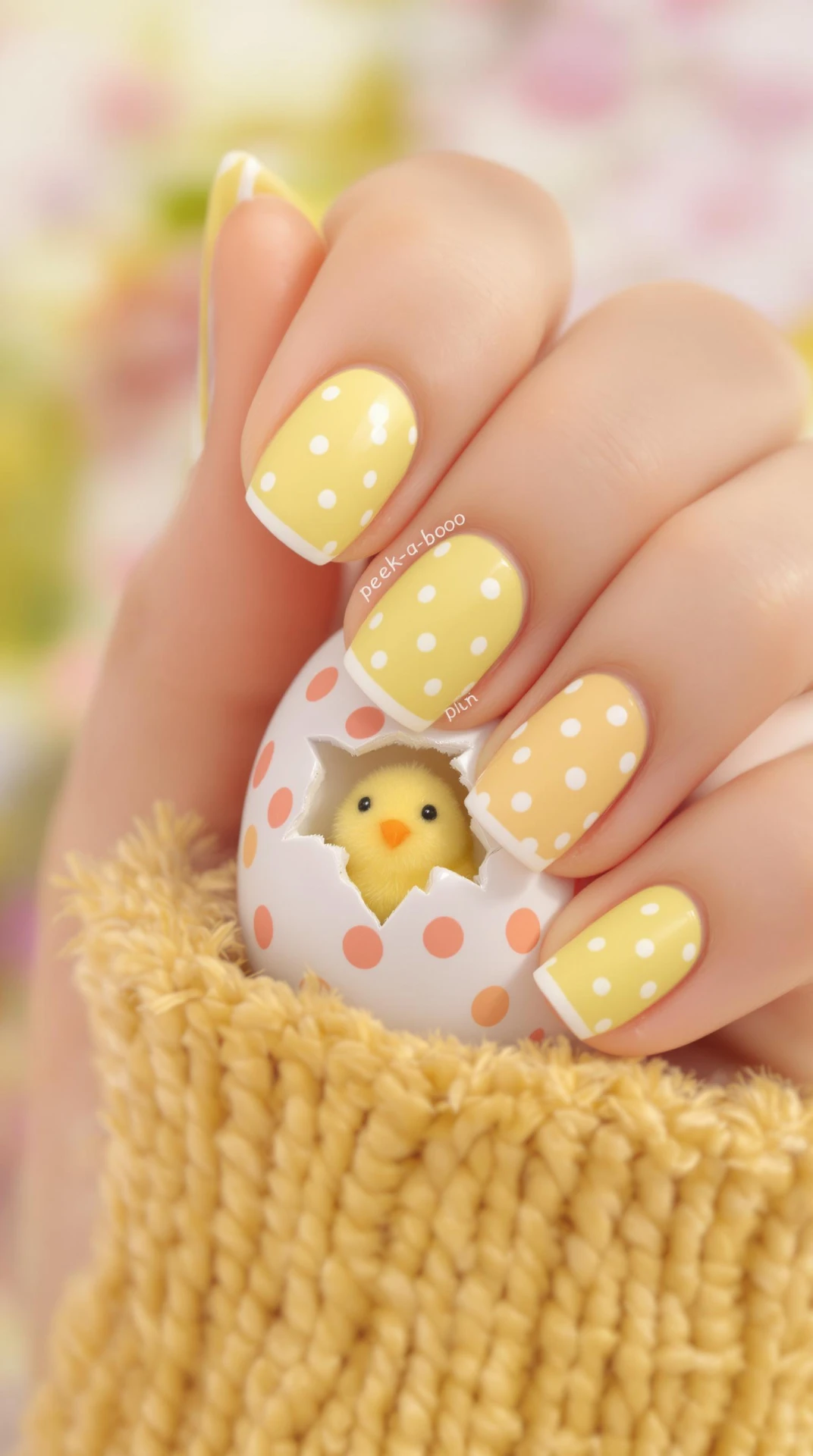 Polka-Dot Sunshine Nails Easter Fun with a Cheerful Twist
