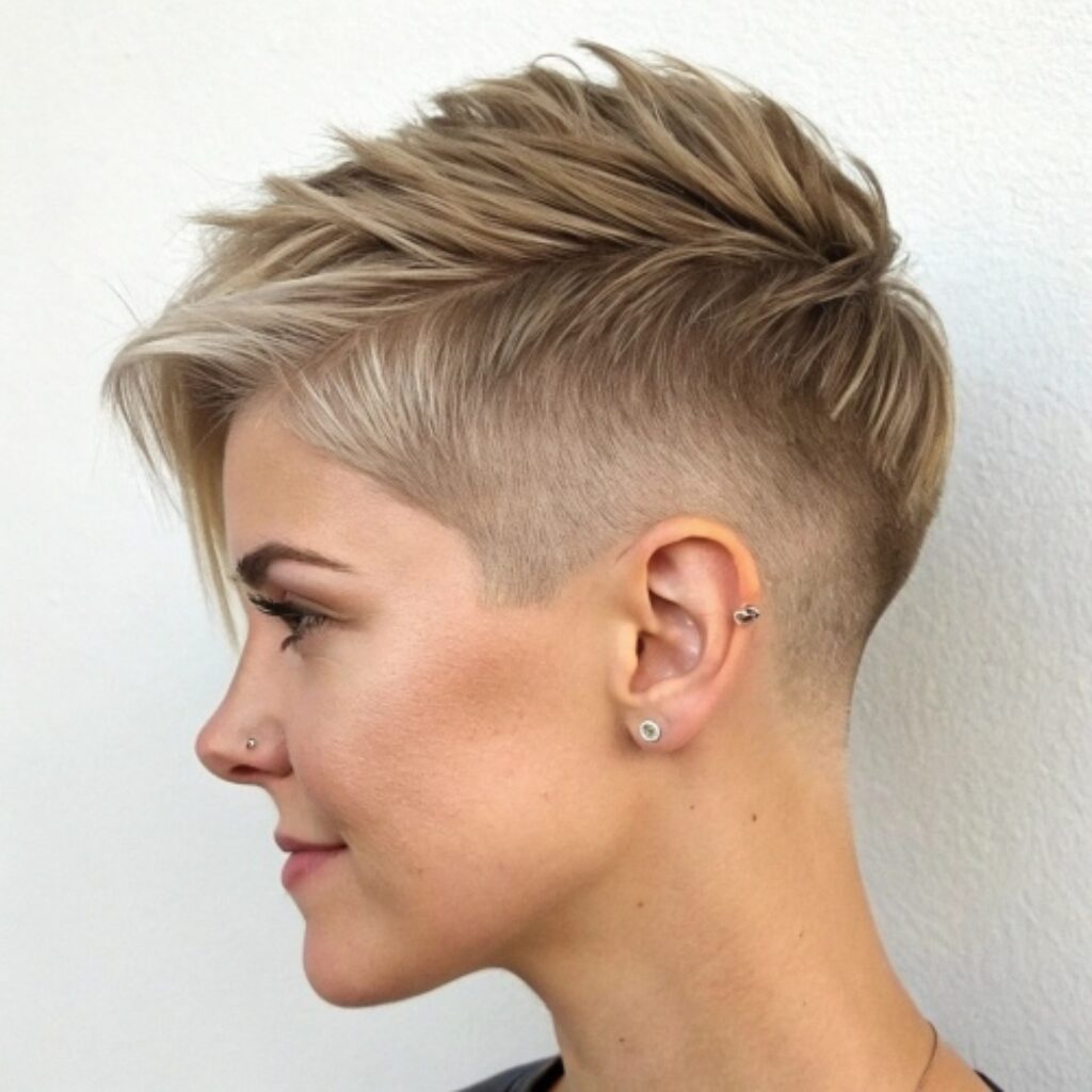 The Pixie Cut with Shaved Side and Highlights