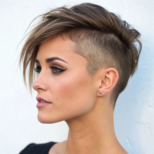 The Side Swept Bangs with Shaved Side