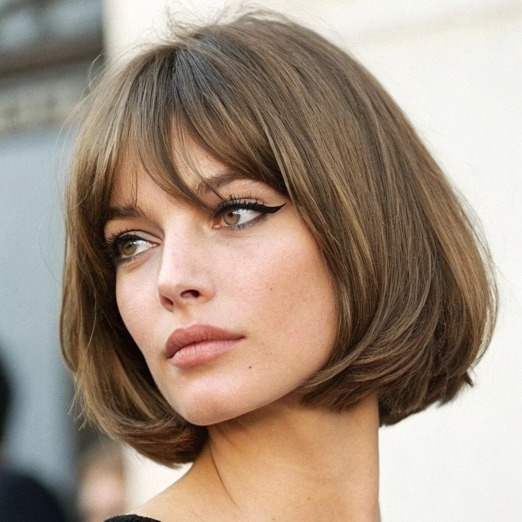 Birkin Bangs with a Chin-Length Bob