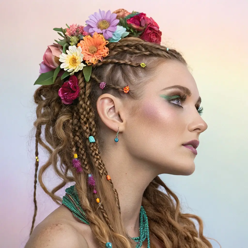 Braided Blooms & Beads A Colorful Look for Oval Faces