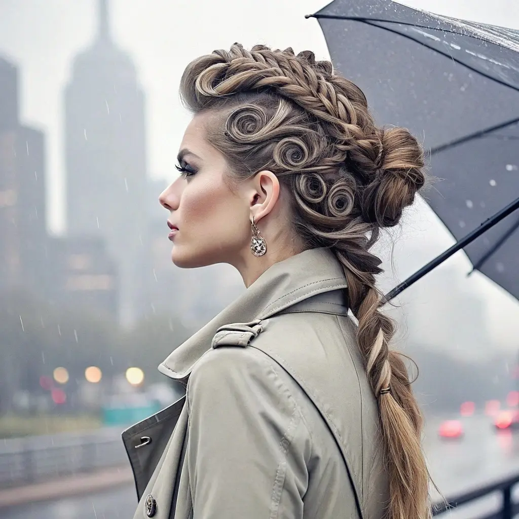 Braided & Weather-Proof Statement Hairstyles for Rainy Days