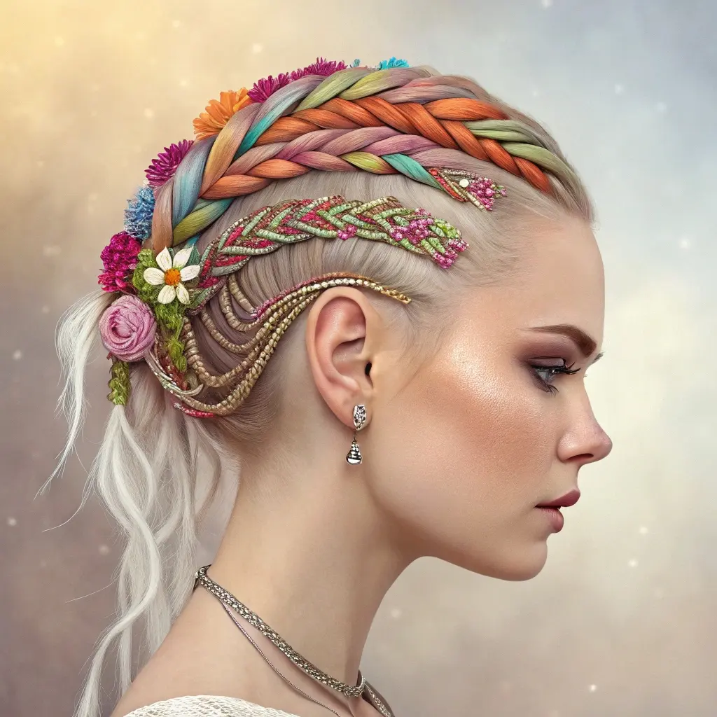 Colorful Braids & Floral Accents A Boho Dream for Oval Faces