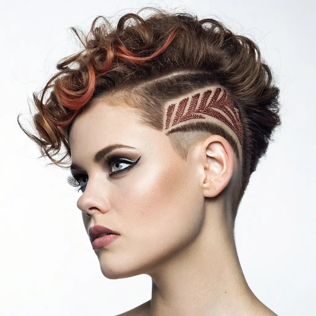 Edgy Curls & Artistic Shave Bold Hairstyles for Oval Faces