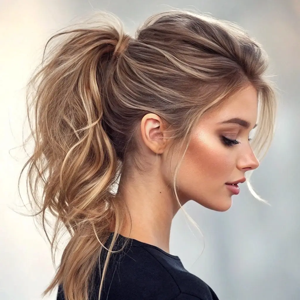 Effortless Wavy Ponytail Casual Hairstyles for Strapless Dresses in Relaxed Elegance