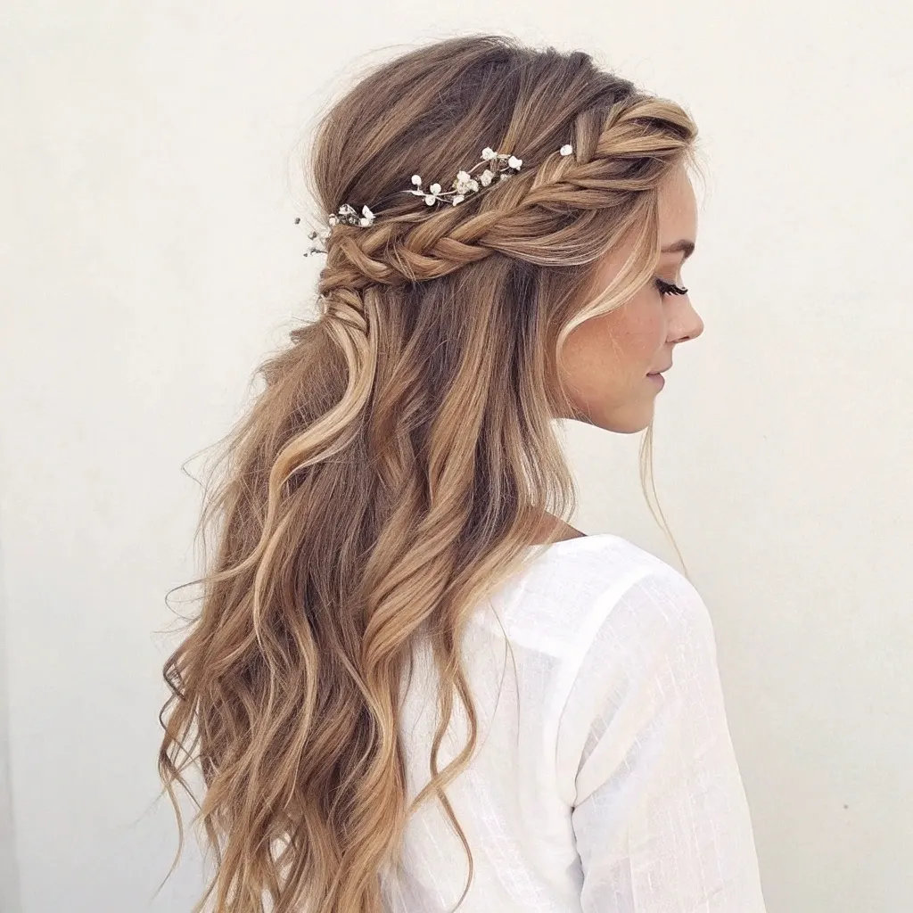Romantic Braided Waves Delicate Hairstyles for Strapless Dresses in Soft Elegance
