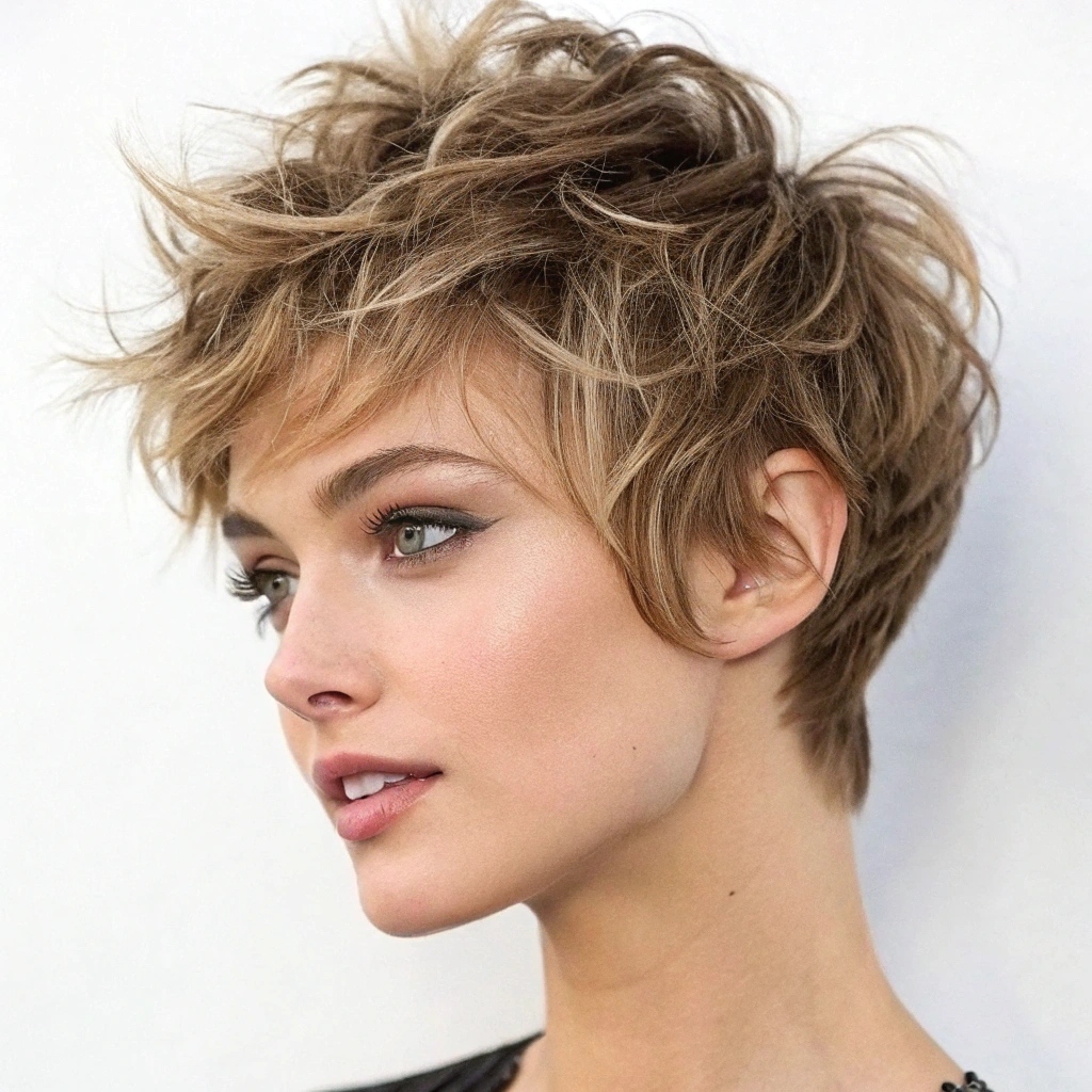 Textured Bangs with a Messy Pixie