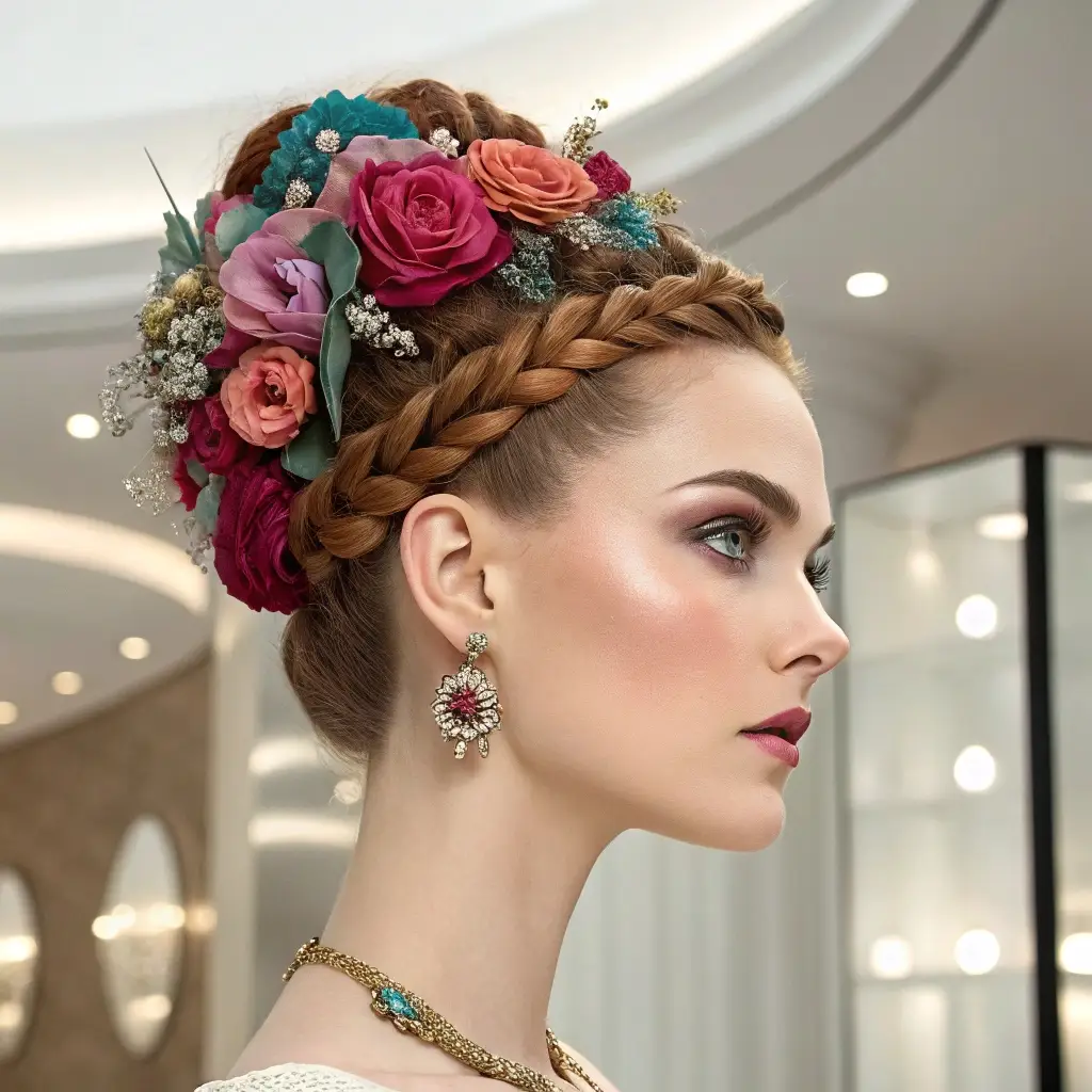 Timeless Elegance Floral Braids for Oval Faces