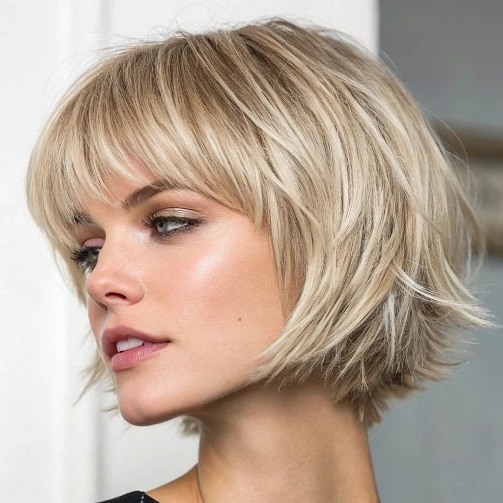 Wispy Bangs with a Short Bob