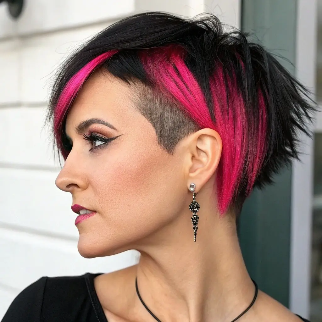 Bold & Edgy: Asymmetrical Bobs with Vibrant Color for Round Faces