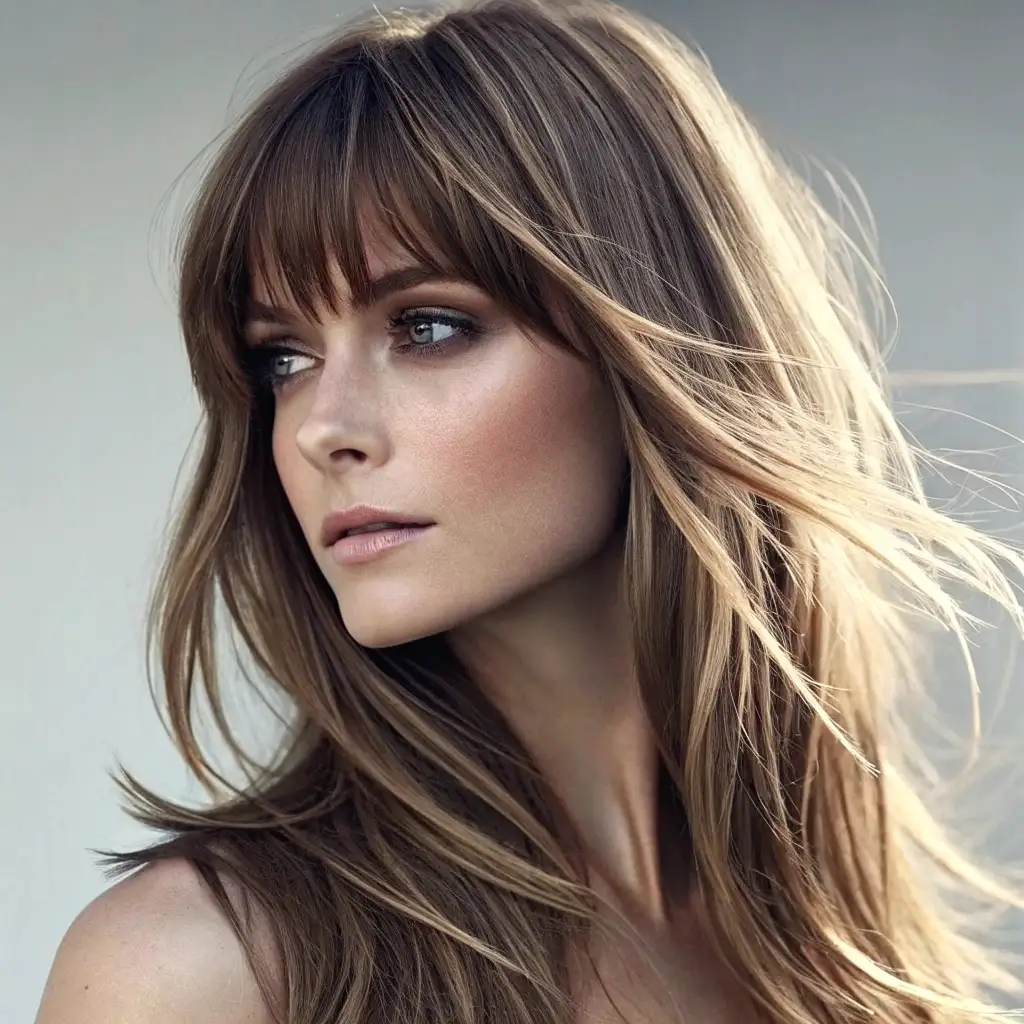Bronde Curtain Bangs Effortless Length for Heart-Shaped Balance