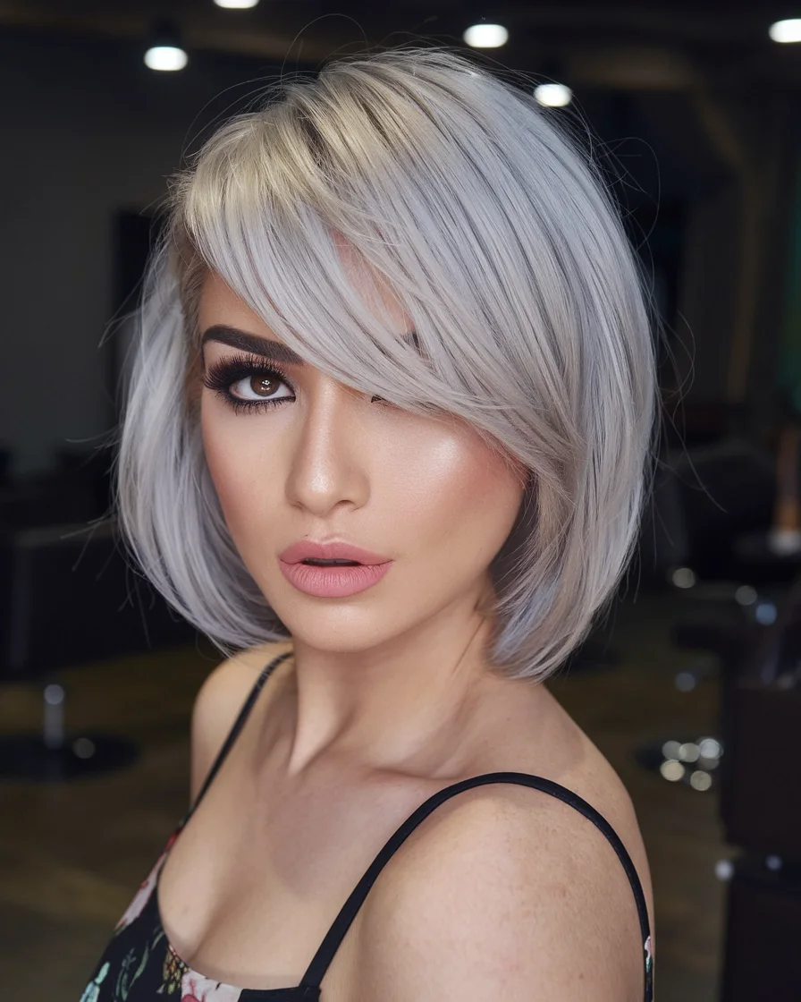 Chic Blunt Bob with Side Bangs A Modern Twist for Chubby Faces