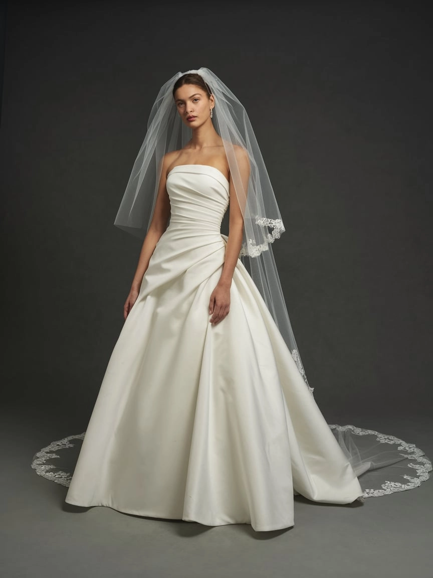 Classic Elegance Ballgown Wedding Dresses with Veils for a Romantic Union