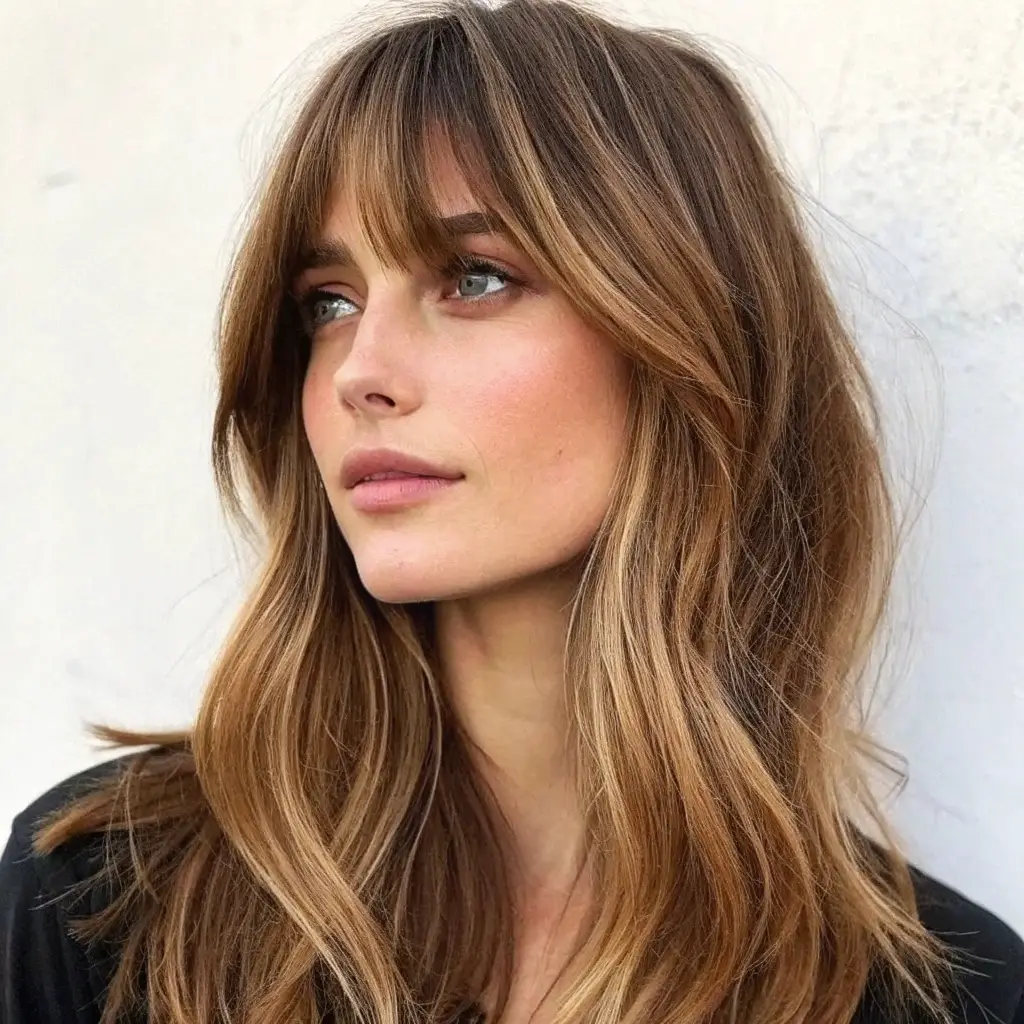 Curtain Bangs with Long Layers