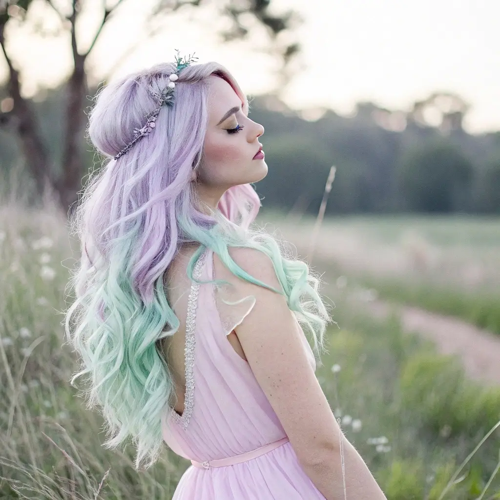 Dreamy Pastels & Soft Waves E-Girl Hairstyles for a Whimsical, Trendy Look