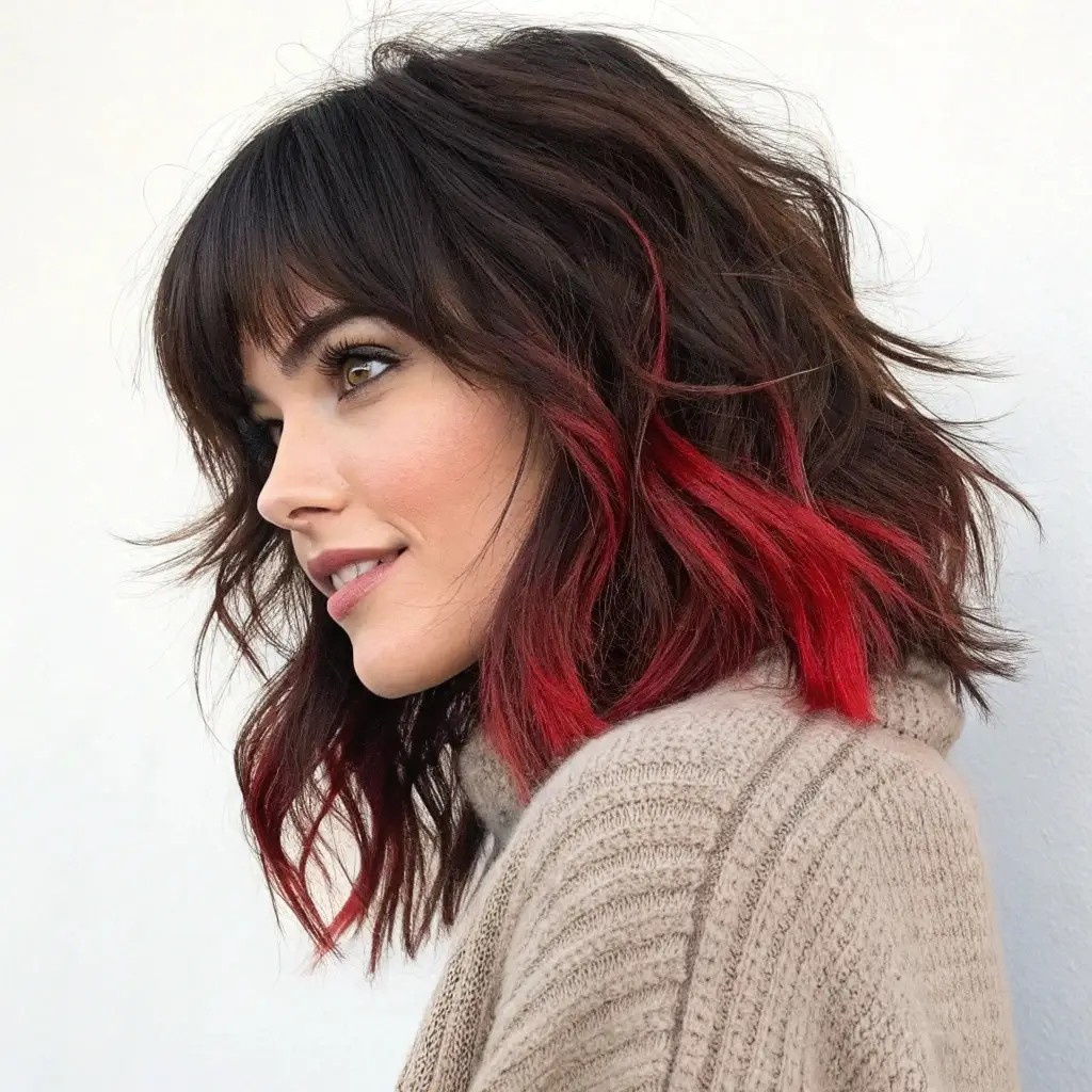 Fiery Red Tips & Wavy Texture: "E-Girl" Hairstyles for a Bold, Trendy Look