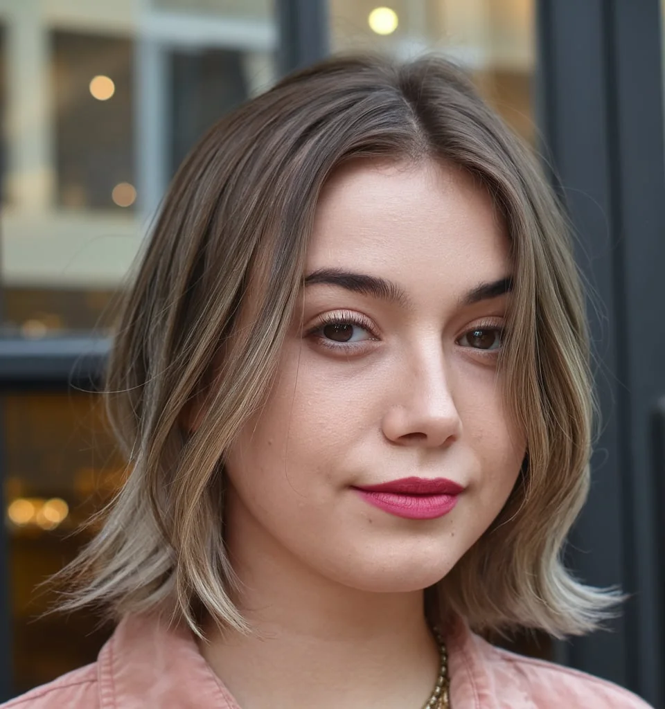 Fresh and Flirty Lob with Soft Layers A Flattering Cut for Chubby Faces