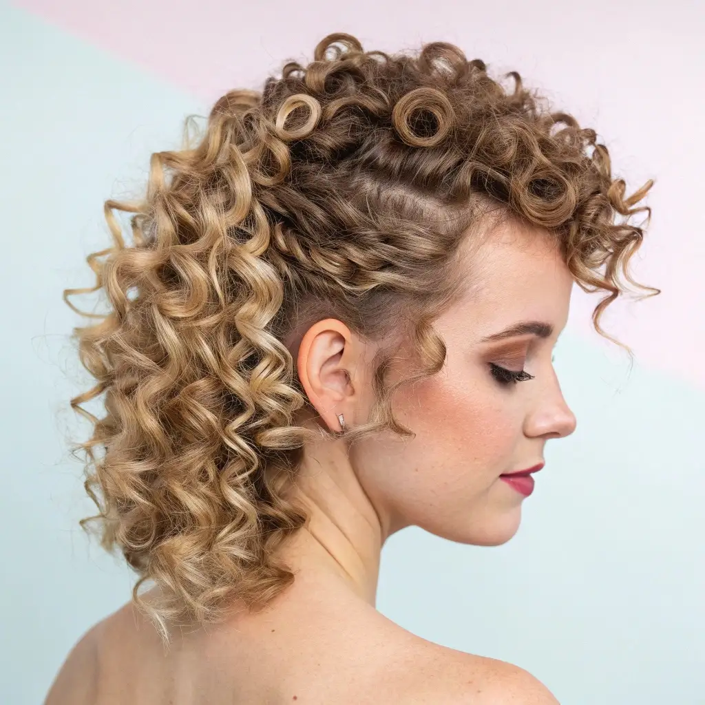 Golden Curls in Side-Swept Updo A Heatless Hairstyle for Retro Elegance