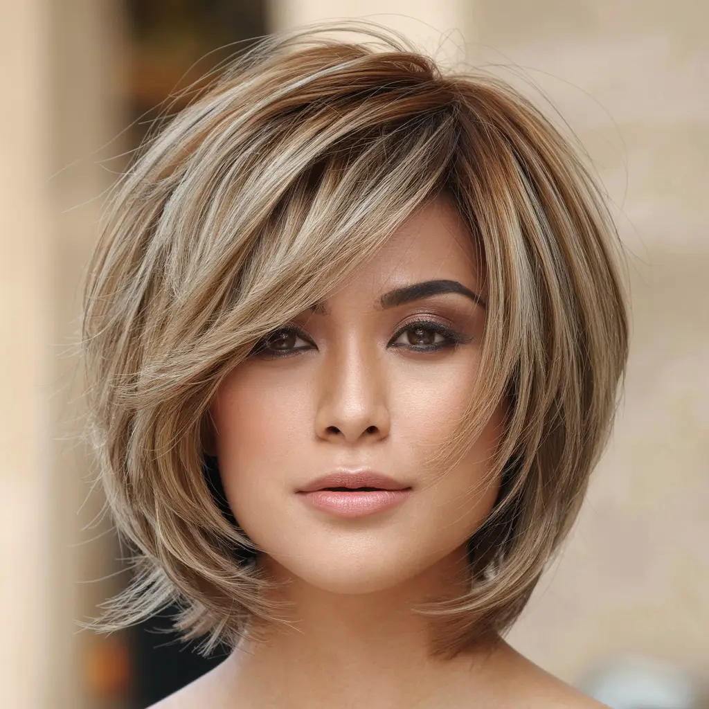 Layered Bob with Textured Ends