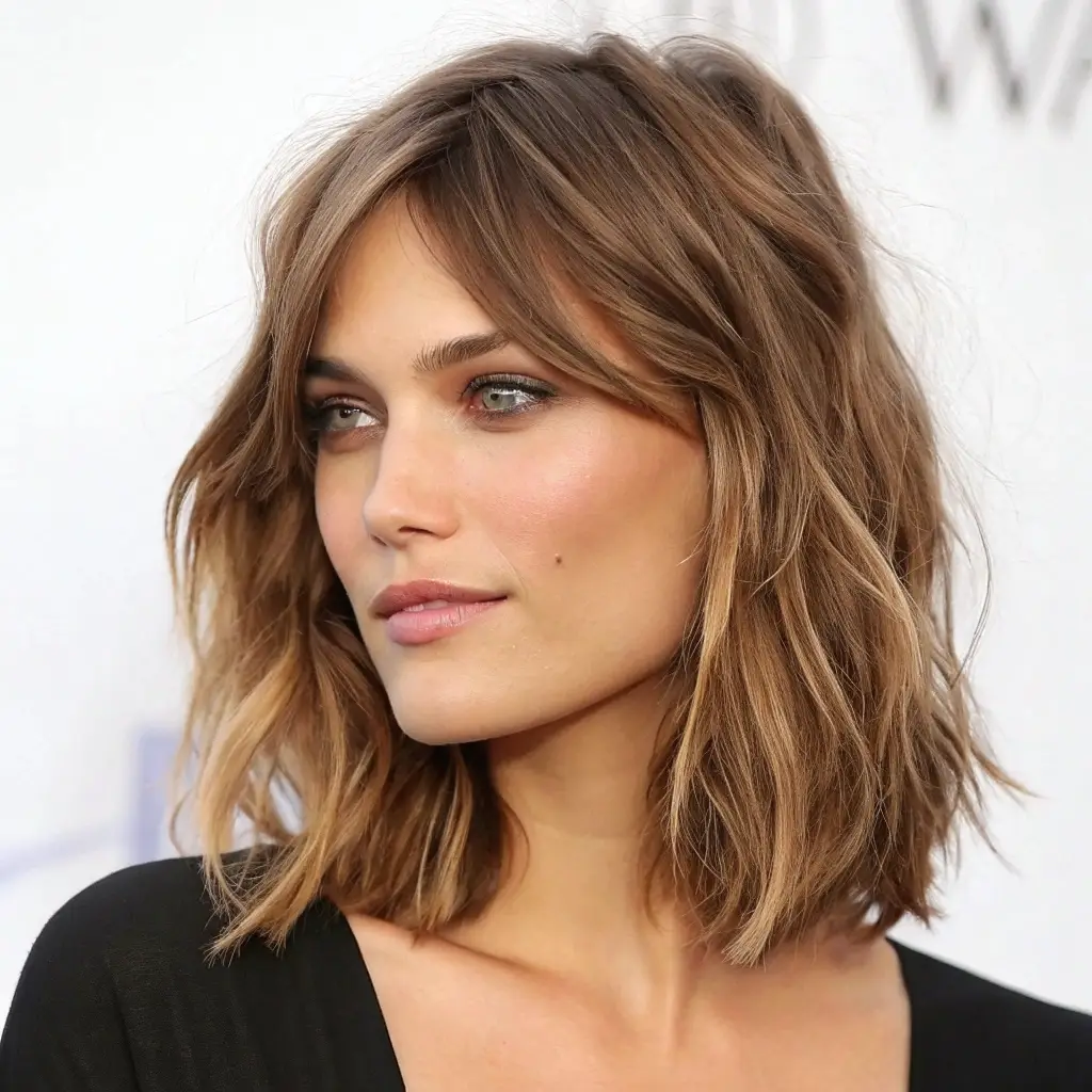 Layered Lob with Side Bangs