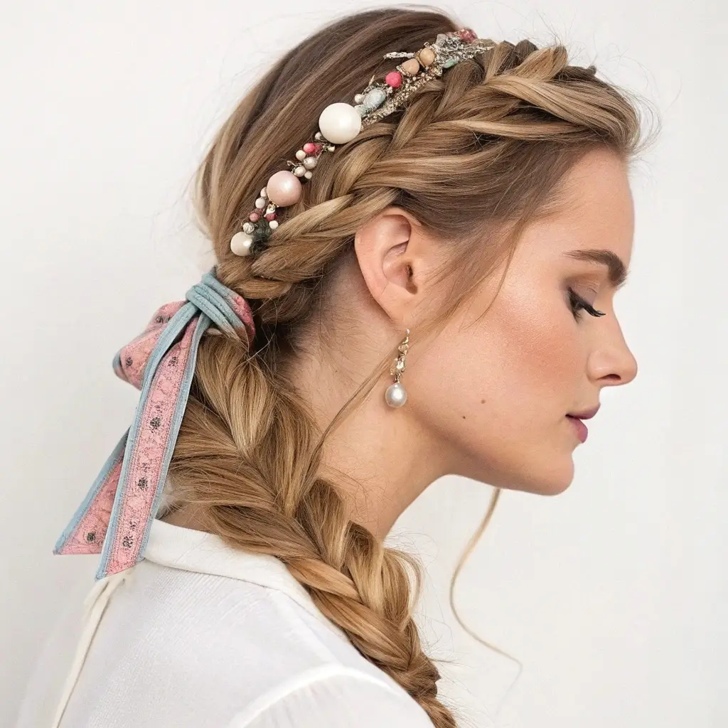 Loose Braid with Hair Accessories