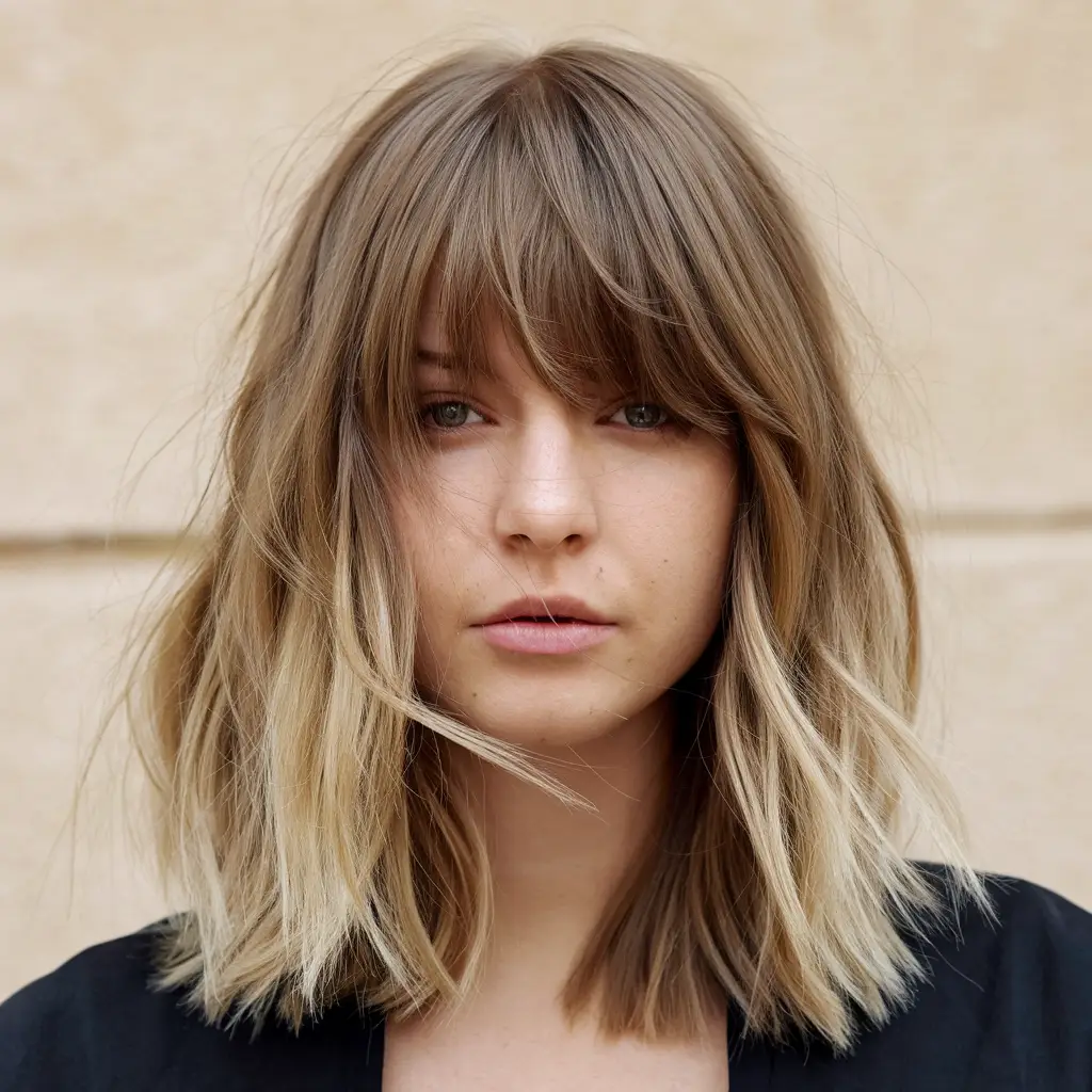 Medium Length with Fringed Bangs
