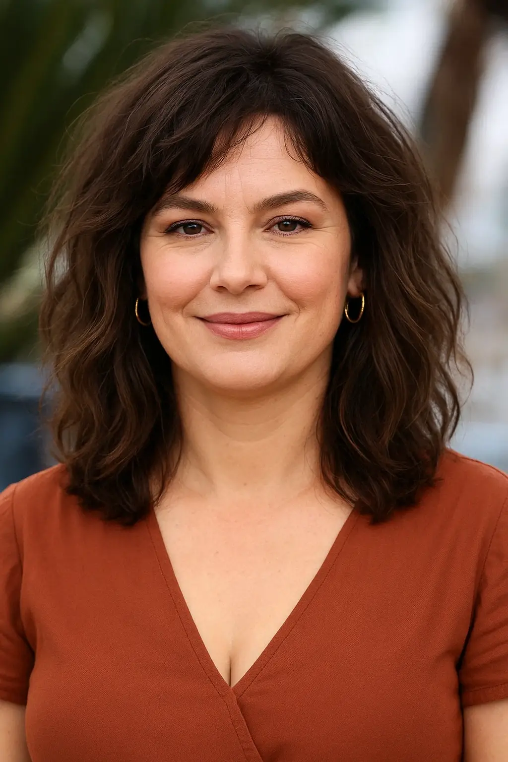 Natural Waves with Soft Bangs – Effortlessly Chic Medium-Length Summer Haircut