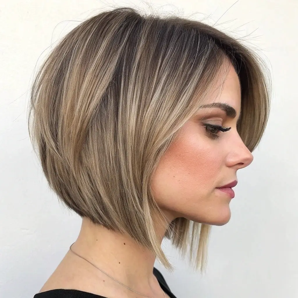 Soft Angled Bob with Feathered Layers