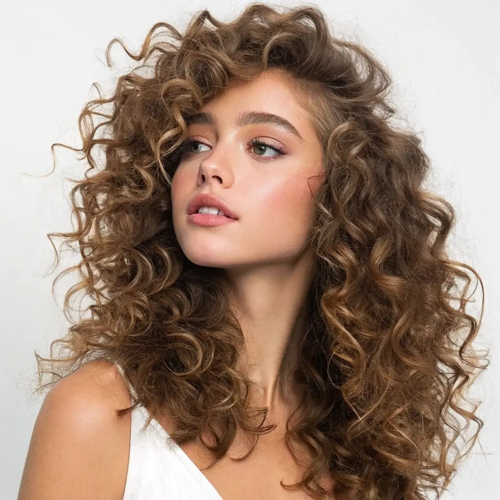 Soft Curls with a Middle Part