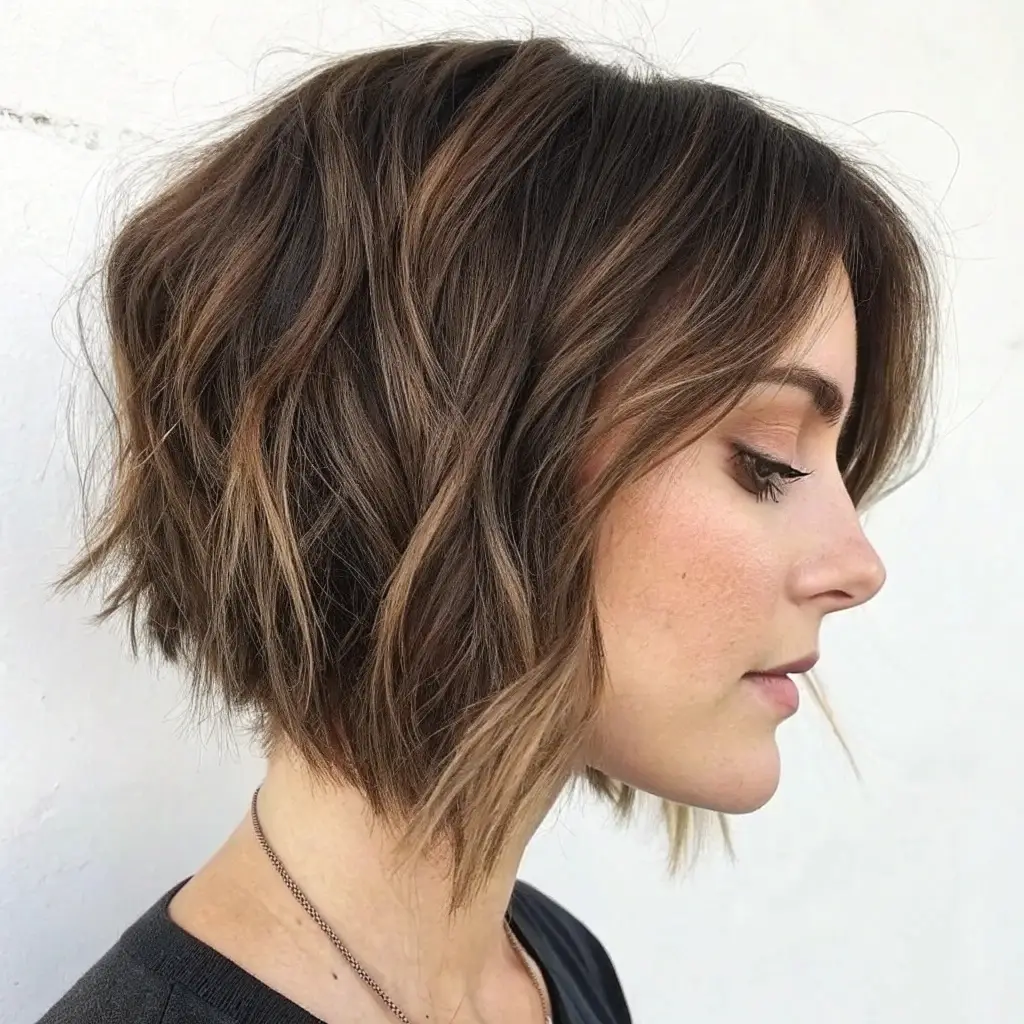 Textured Bob with Angled Ends
