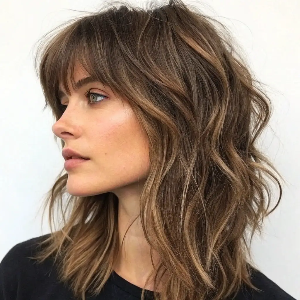 Textured Shag with Curtain Bangs