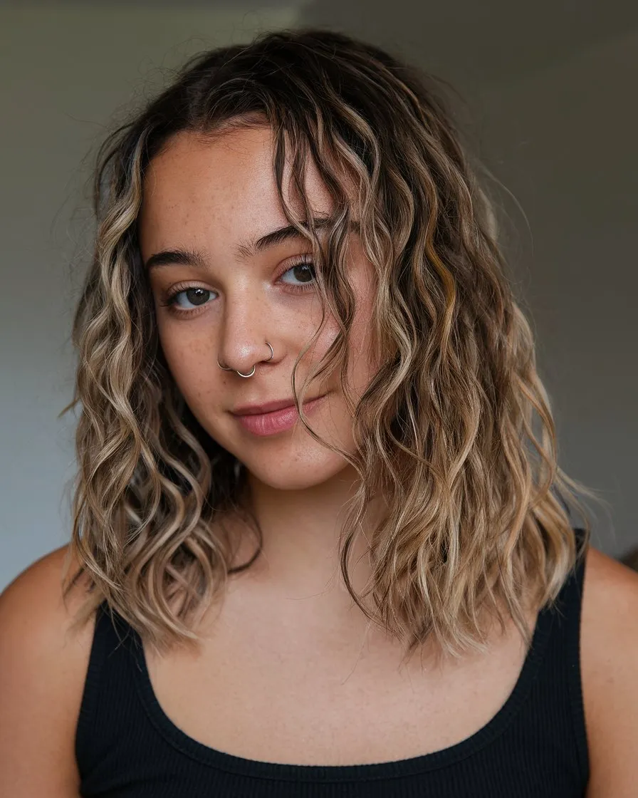 Tousled Curly Lob Boho-Chic Solution for Fuller Foreheads