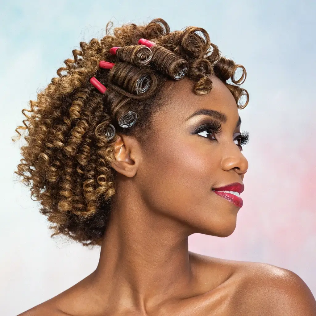 Vibrant Curls in Retro Rollers A Heatless Hairstyle for Timeless Beauty