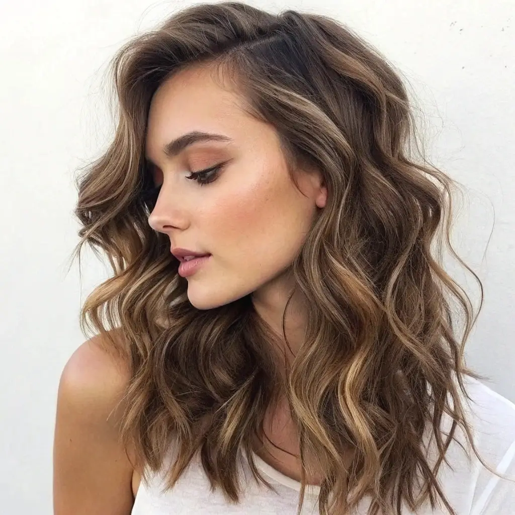 Wavy Mid-Length with Deep Side Part