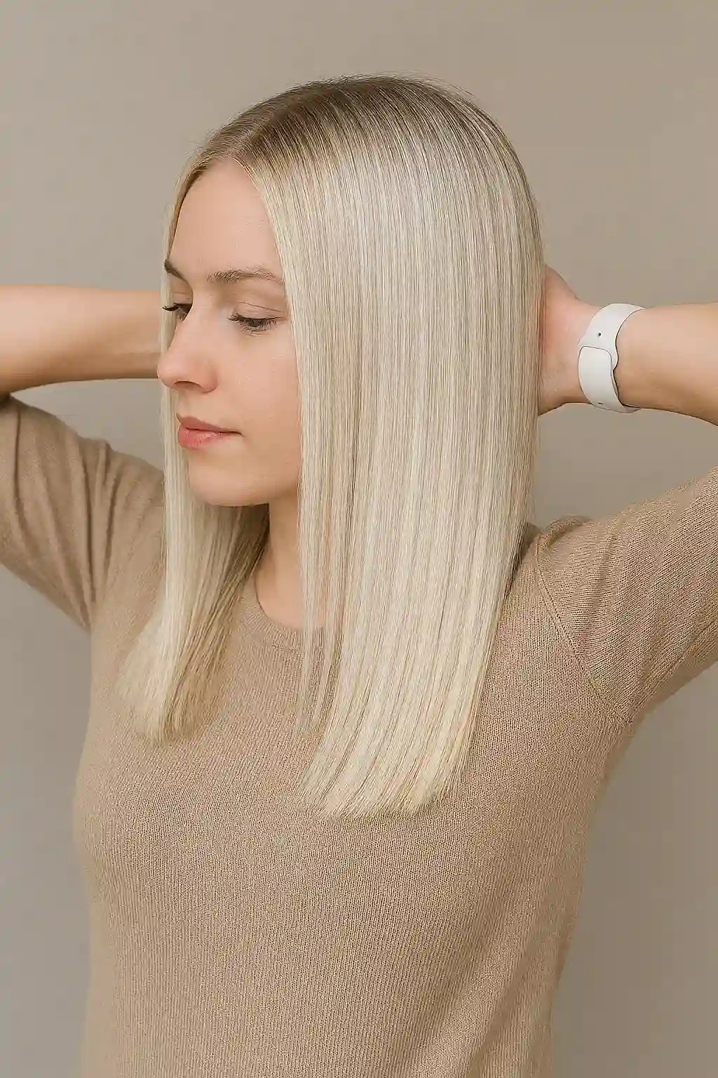 Winter Glow Precision Bob – Sleek Platinum Blonde Haircut for Everyday Luxe