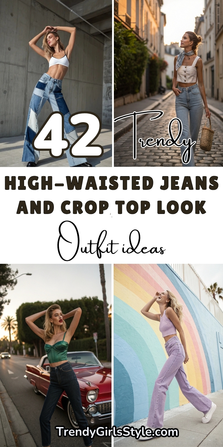 42 Trendy High-Waisted Jeans and Crop Top Look Achieve a Fashion Glow Up