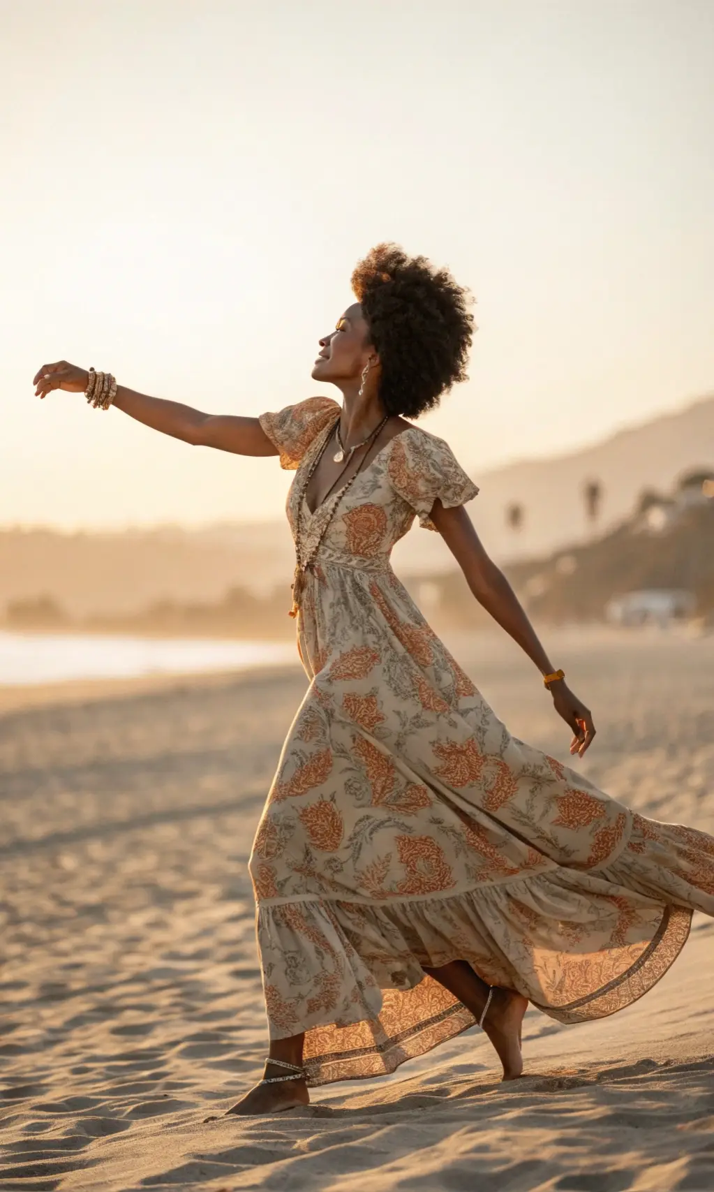 Bohemian Maxi Dress with Sunset Hues