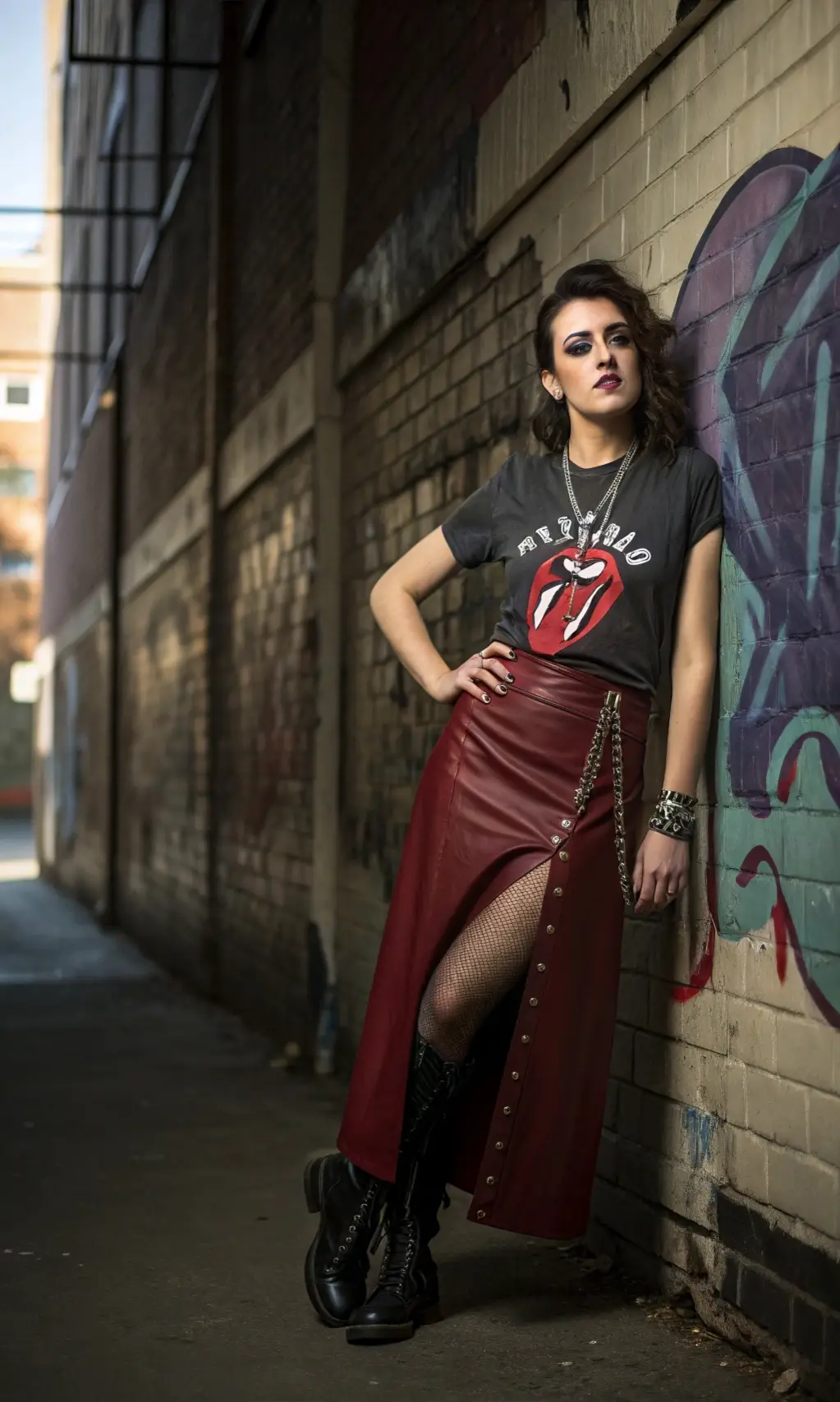Edgy Rocker Maxi Skirt Statement