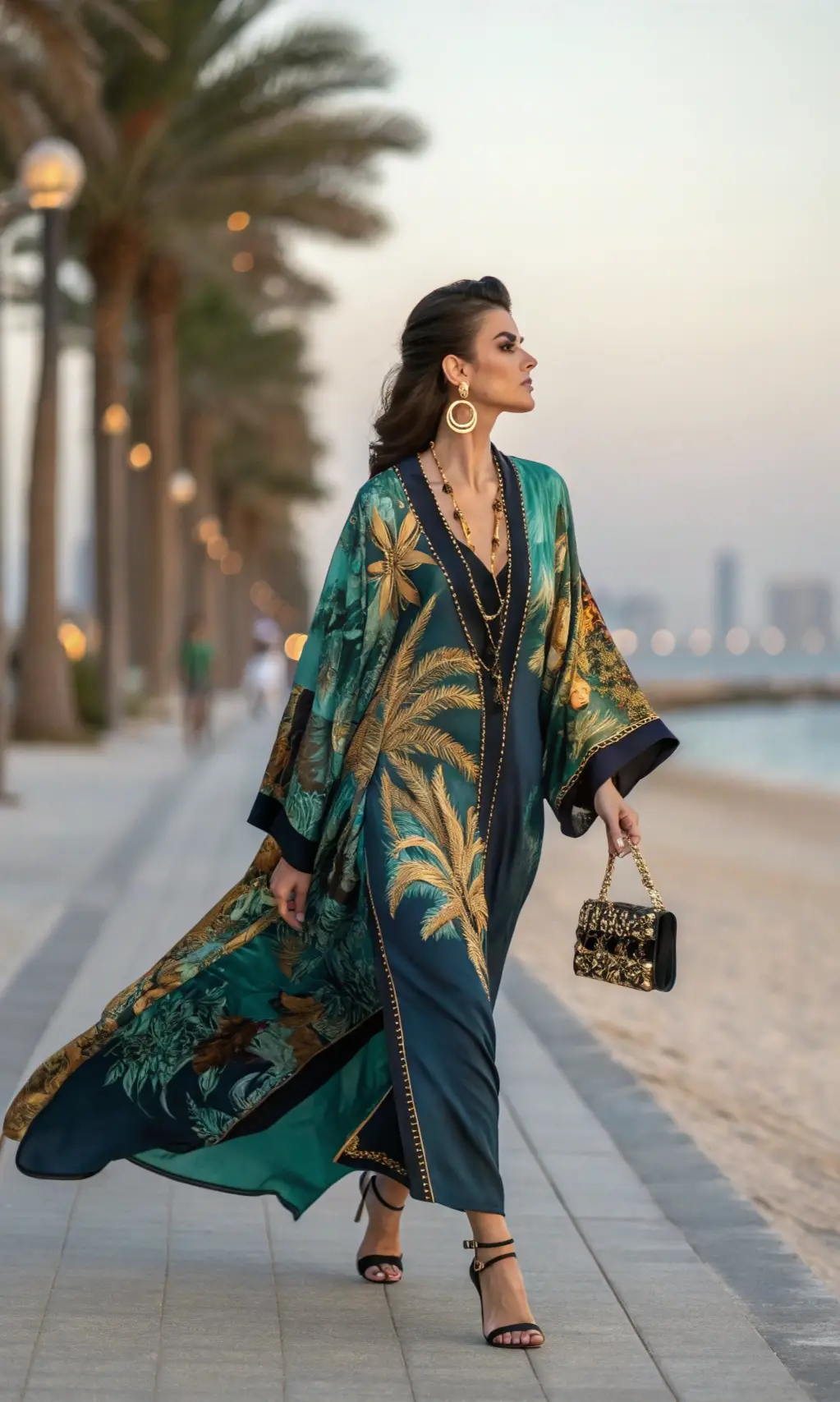 Exquisite Printed Kaftan for Coastal Glamour