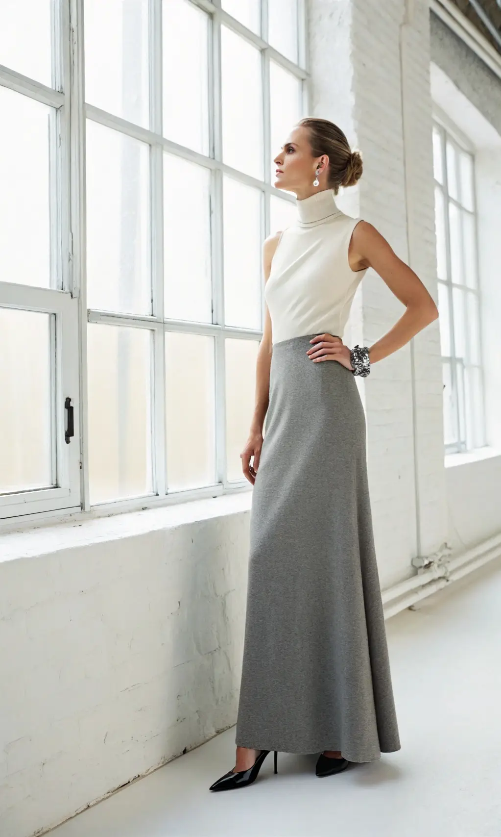 Minimalist Chic Maxi Skirt Ensemble